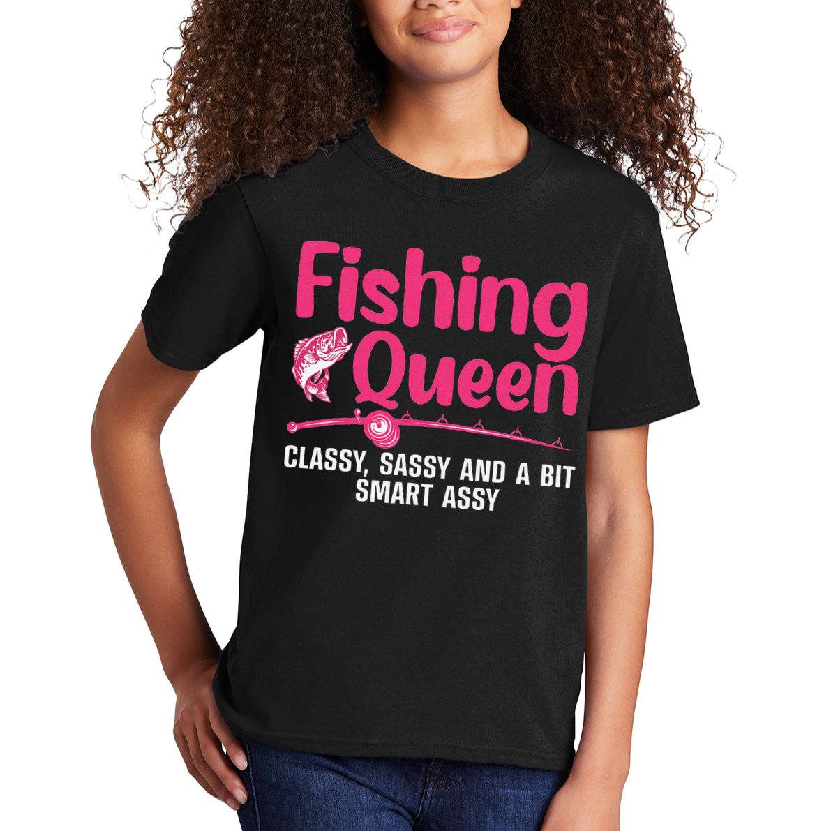 Funny Fishing Queen Design For Ladies Fishing Lovers Kids T-Shirt