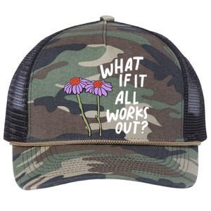 Funny Floral Quote What If It All Works Out? Cool Gift Retro Rope Trucker Hat Cap