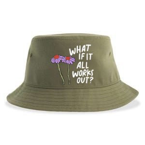 Funny Floral Quote What If It All Works Out? Cool Gift Sustainable Bucket Hat