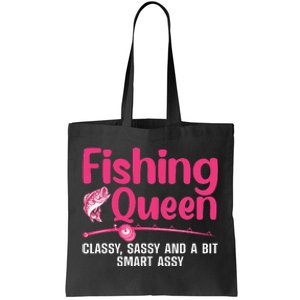 Funny Fishing Queen Design For Women Ladies Fishing Lovers Tote Bag