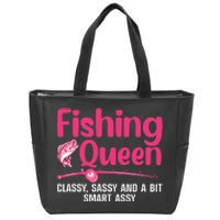 Funny Fishing Queen Design For Women Ladies Fishing Lovers Zip Tote Bag