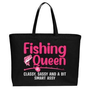 Funny Fishing Queen Design For Women Ladies Fishing Lovers Cotton Canvas Jumbo Tote