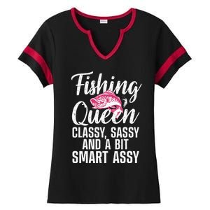 Funny Fishing Queen Design For Women Ladies Fishing Lovers Ladies Halftime Notch Neck Tee