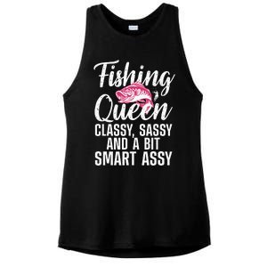 Funny Fishing Queen Design For Women Ladies Fishing Lovers Ladies PosiCharge Tri-Blend Wicking Tank