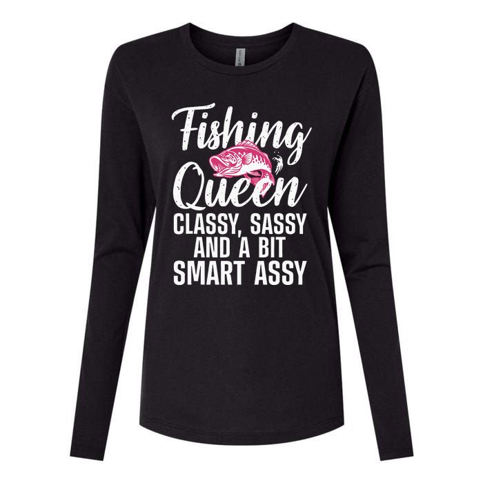 Funny Fishing Queen Design For Women Ladies Fishing Lovers Womens Cotton Relaxed Long Sleeve T-Shirt