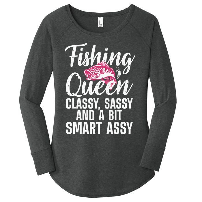 Funny Fishing Queen Design For Women Ladies Fishing Lovers Women's Perfect Tri Tunic Long Sleeve Shirt