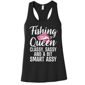 Funny Fishing Queen Design For Women Ladies Fishing Lovers Women's Racerback Tank