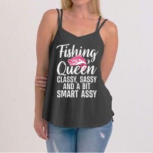 Funny Fishing Queen Design For Women Ladies Fishing Lovers Women's Strappy Tank