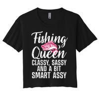 Funny Fishing Queen Design For Women Ladies Fishing Lovers Women's Crop Top Tee