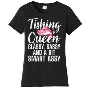 Funny Fishing Queen Design For Women Ladies Fishing Lovers Women's T-Shirt