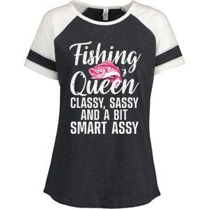 Funny Fishing Queen Design For Women Ladies Fishing Lovers Enza Ladies Jersey Colorblock Tee