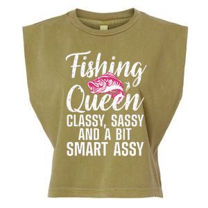 Funny Fishing Queen Design For Women Ladies Fishing Lovers Garment-Dyed Women's Muscle Tee