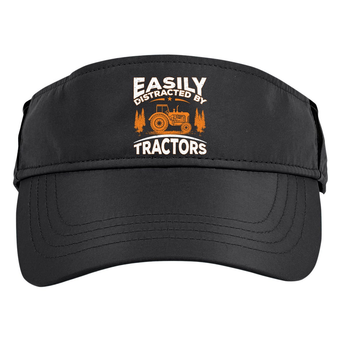 Funny Farming Quote Gift Easily Distracted By Tractors Adult Drive Performance Visor