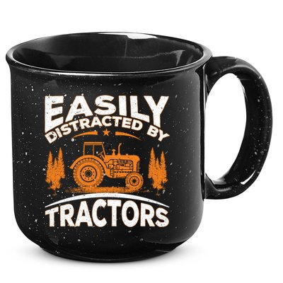 Funny Farming Quote Gift Easily Distracted By Tractors 15oz Campfire Ceramic Mug