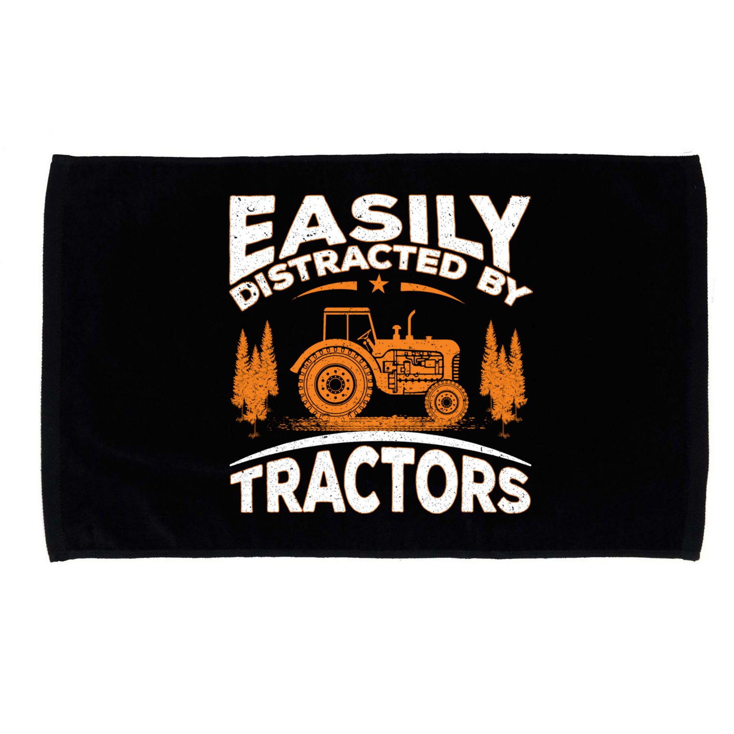 Funny Farming Quote Gift Easily Distracted By Tractors Microfiber Hand Towel