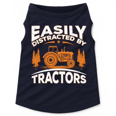Funny Farming Quote Gift Easily Distracted By Tractors Doggie Tank
