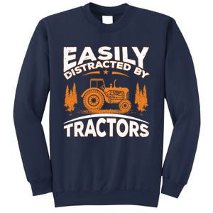 Funny Farming Quote Gift Easily Distracted By Tractors Sweatshirt