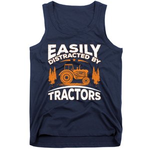 Funny Farming Quote Gift Easily Distracted By Tractors Tank Top