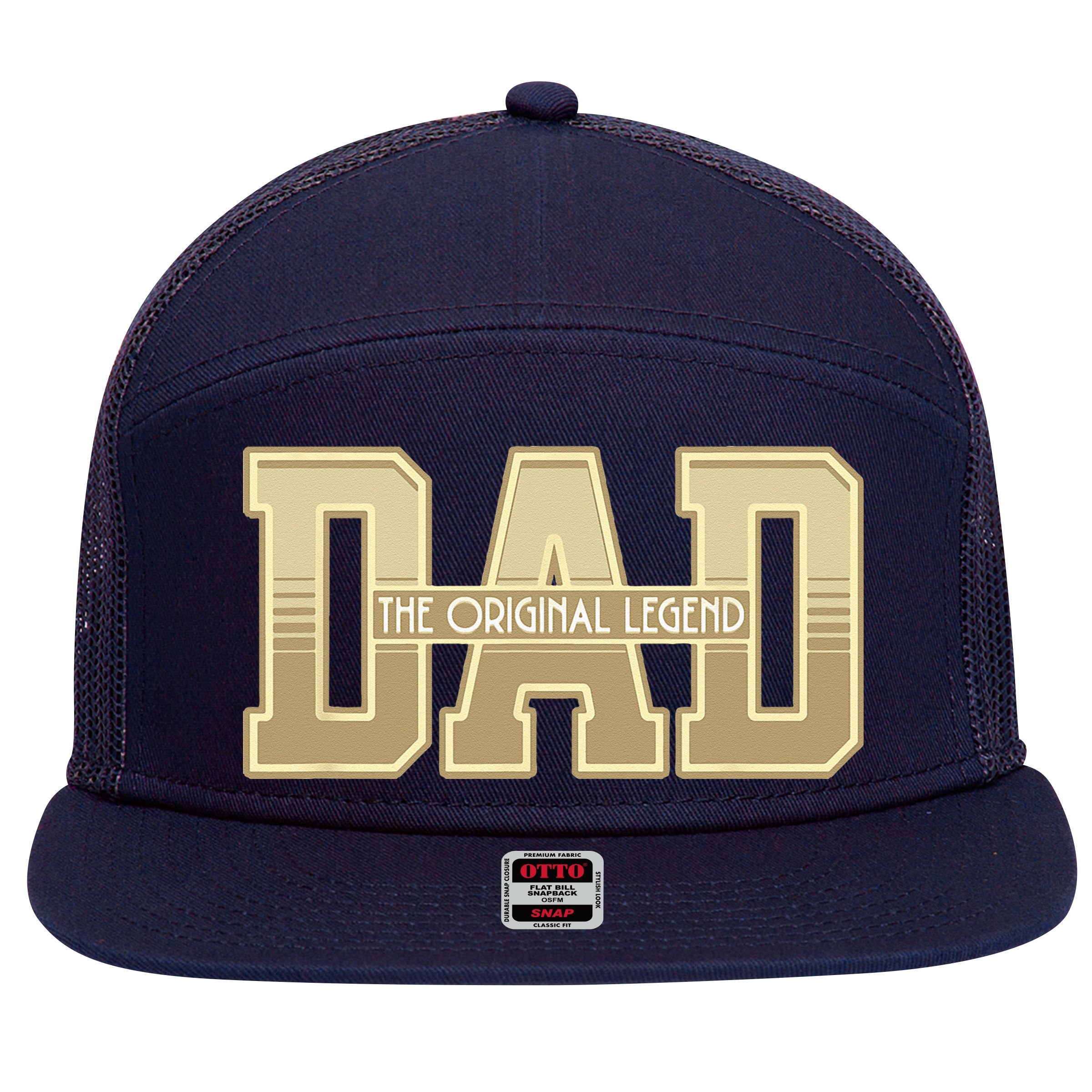 Funny Father Quote Dad The Original Legend 7 Panel Mesh Trucker Snapback Hat