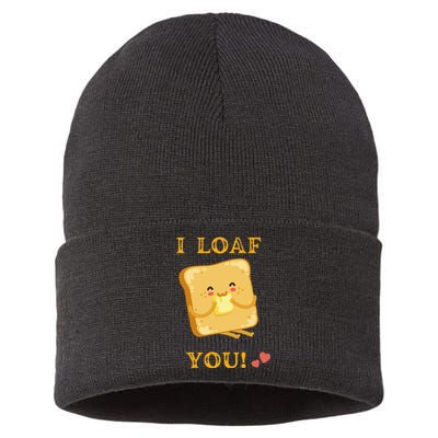 Funny Food Quote I loaf You vintage Sustainable Knit Beanie