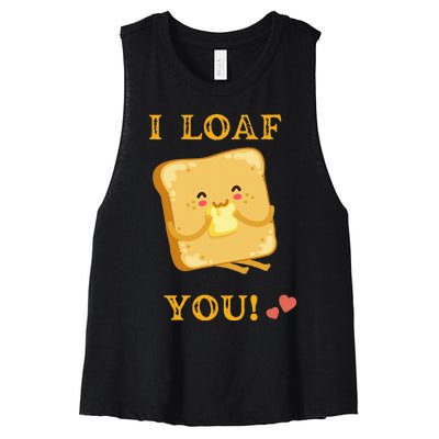 Funny Food Quote I loaf You vintage Women's Racerback Cropped Tank