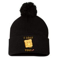 Funny Food Quote I loaf You vintage Pom Pom 12in Knit Beanie