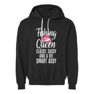 Funny Fishing Queen Design For Women Ladies Fishing Lovers Garment-Dyed Fleece Hoodie