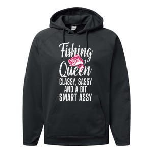 Funny Fishing Queen Design For Women Ladies Fishing Lovers Performance Fleece Hoodie