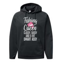 Funny Fishing Queen Design For Women Ladies Fishing Lovers Performance Fleece Hoodie