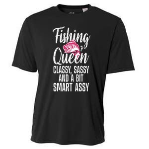 Funny Fishing Queen Design For Women Ladies Fishing Lovers Cooling Performance Crew T-Shirt