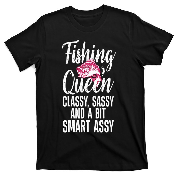 Funny Fishing Queen Design For Women Ladies Fishing Lovers T-Shirt