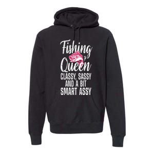 Funny Fishing Queen Design For Women Ladies Fishing Lovers Premium Hoodie