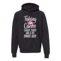 Funny Fishing Queen Design For Women Ladies Fishing Lovers Premium Hoodie