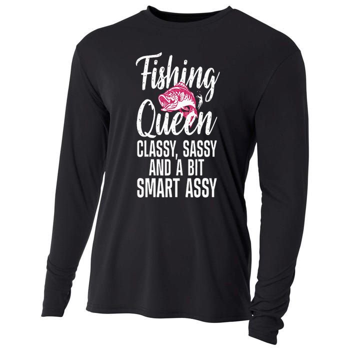 Funny Fishing Queen Design For Women Ladies Fishing Lovers Cooling Performance Long Sleeve Crew