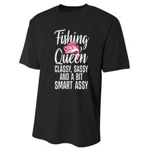 Funny Fishing Queen Design For Women Ladies Fishing Lovers Performance Sprint T-Shirt