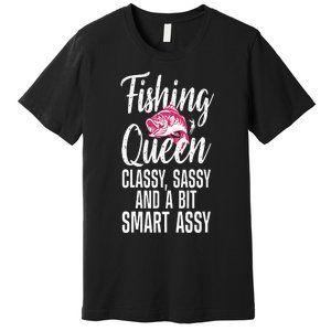 Funny Fishing Queen Design For Women Ladies Fishing Lovers Premium T-Shirt