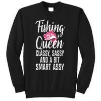 Funny Fishing Queen Design For Women Ladies Fishing Lovers Tall Sweatshirt