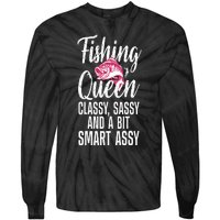 Funny Fishing Queen Design For Women Ladies Fishing Lovers Tie-Dye Long Sleeve Shirt