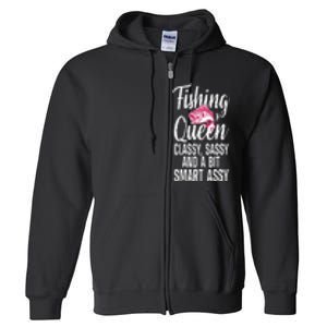 Funny Fishing Queen Design For Women Ladies Fishing Lovers Full Zip Hoodie