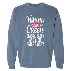 Funny Fishing Queen Design For Women Ladies Fishing Lovers Garment-Dyed Sweatshirt