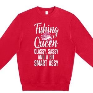 Funny Fishing Queen Design For Women Ladies Fishing Lovers Premium Crewneck Sweatshirt