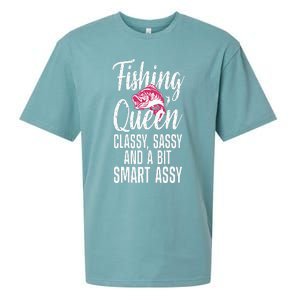 Funny Fishing Queen Design For Women Ladies Fishing Lovers Sueded Cloud Jersey T-Shirt