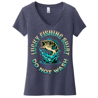 Funny Fishing Quotes Funny Fishing Memes Lucky Fishing Women's V-Neck T-Shirt