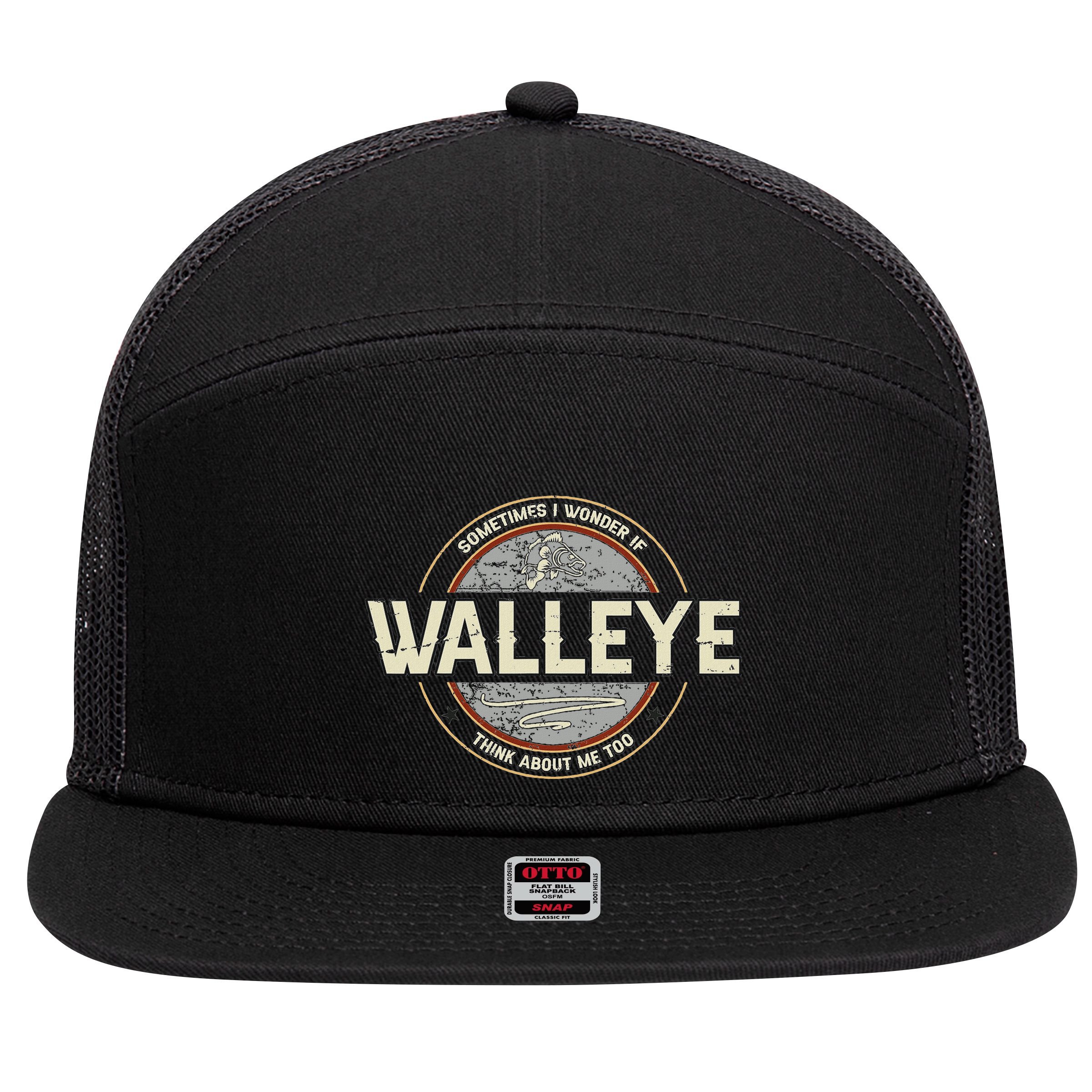 Funny Fishermen Quotes Walleye Fishing Jokes 7 Panel Mesh Trucker Snapback Hat