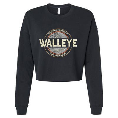 Funny Fishermen Quotes Walleye Fishing Jokes Cropped Pullover Crew