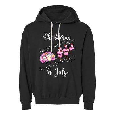 Funny Flamingo Retro Camping Car Christmas In July Tank Top Garment-Dyed Fleece Hoodie