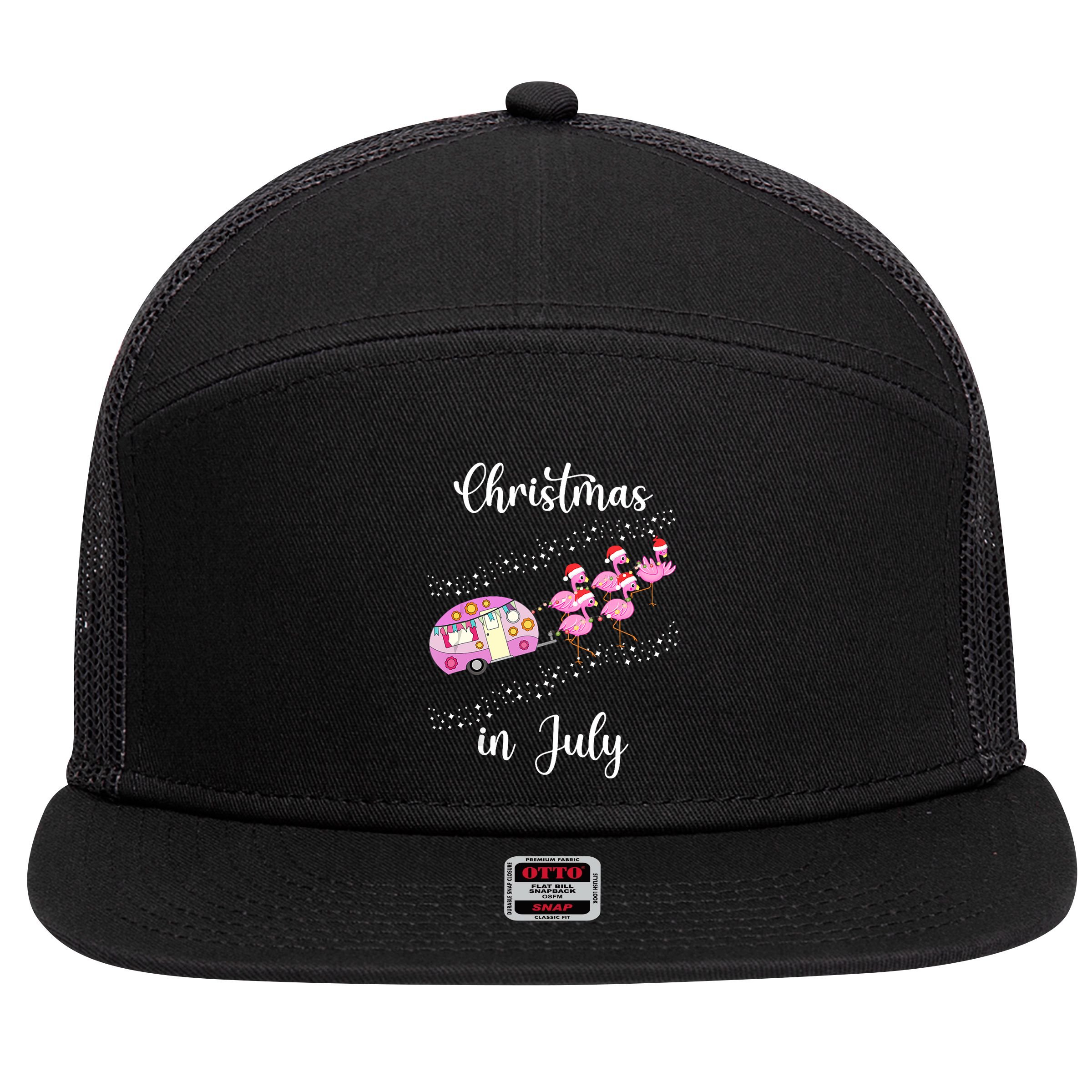 Funny Flamingo Retro Camping Car Christmas In July Tank Top 7 Panel Mesh Trucker Snapback Hat