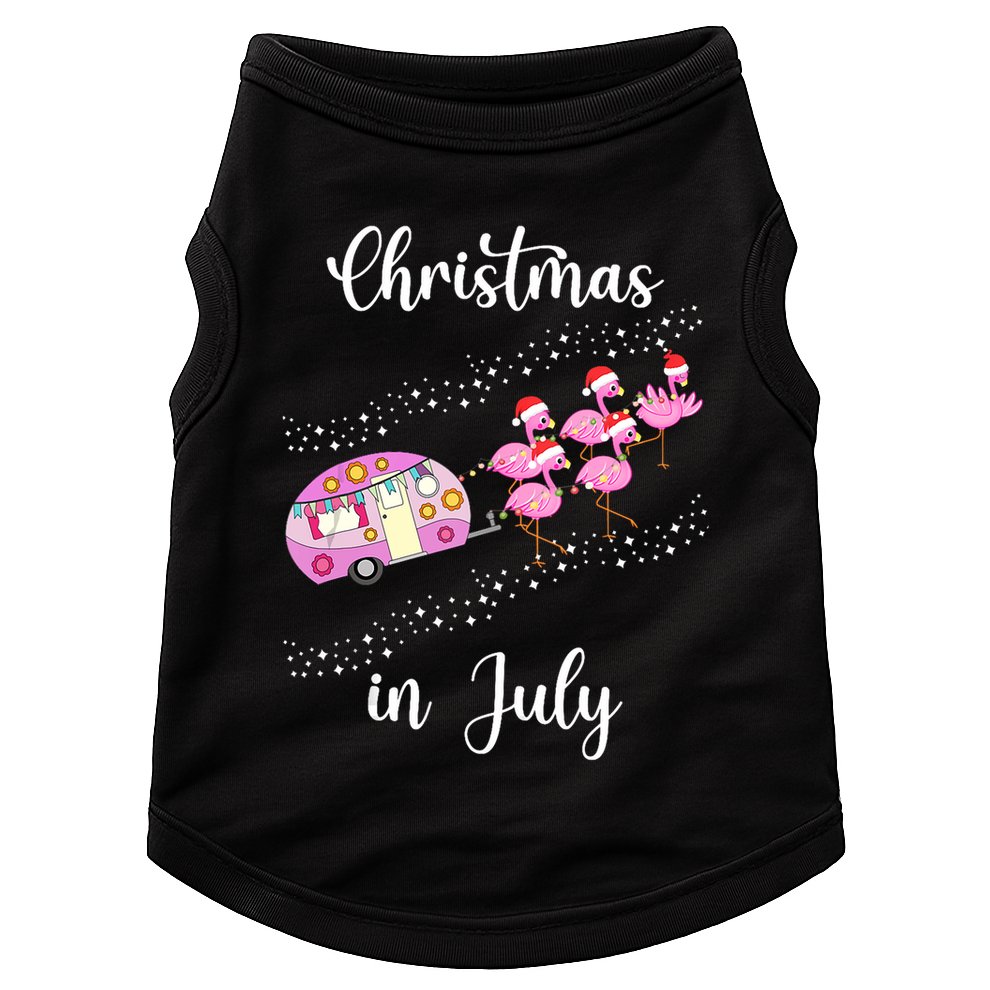 Funny Flamingo Retro Camping Car Christmas In July Tank Top Doggie Tank