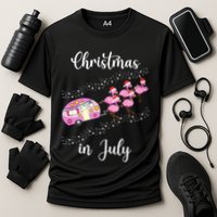 Funny Flamingo Retro Camping Car Christmas In July Tank Top Cooling Performance Crew T-Shirt