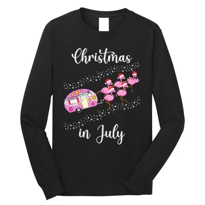 Funny Flamingo Retro Camping Car Christmas In July Tank Top Long Sleeve Shirt